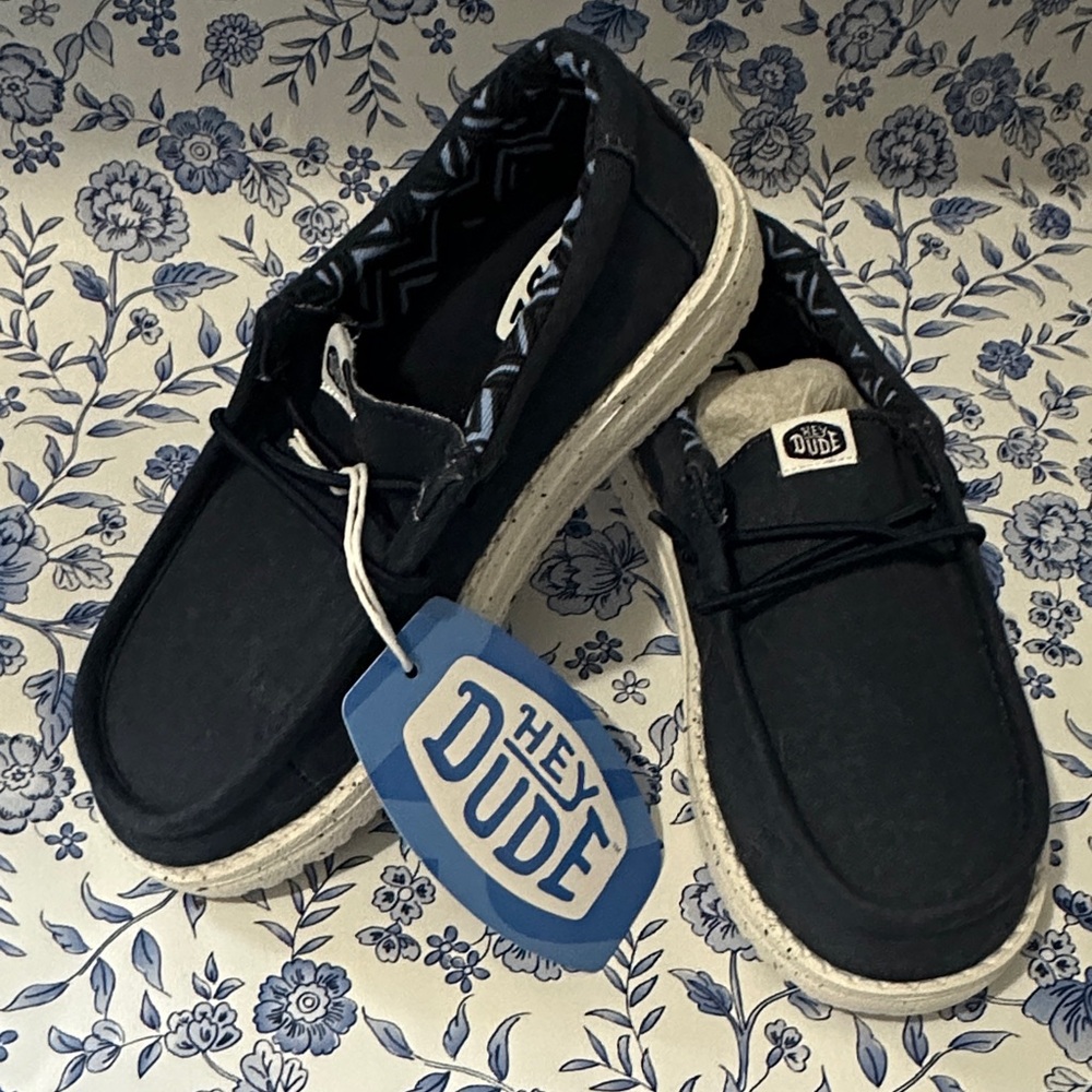 Hey Dude Men's Black and Cream Loafers